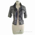 Ladies' Fashionable High-quality Shorter Denim Jacket, Customized Clothing Accepted